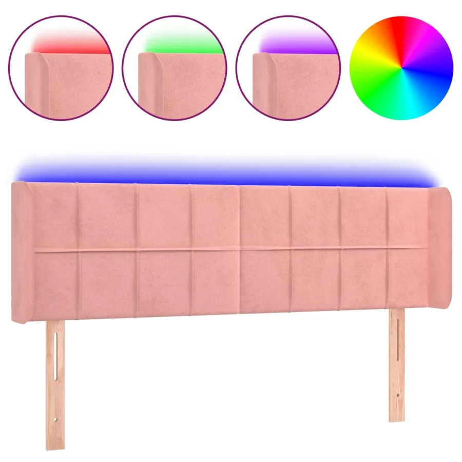 Tête de lit à LED Rose 147x16x78/88 cm Velours - 2