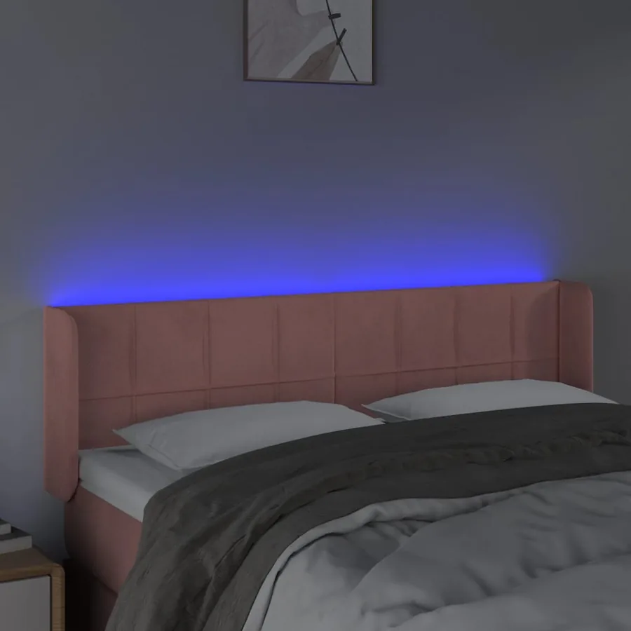 Tête de lit à LED Rose 147x16x78/88 cm Velours - 4