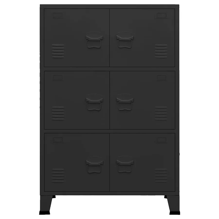Coffre de rangement industriel Noir 75x40x115 cm Métal - 4