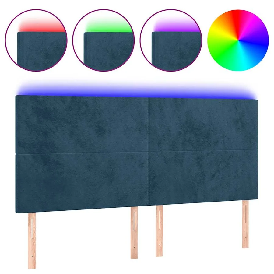 Tête de lit à LED Bleu foncé 160x5x118/128 cm Velours - 2
