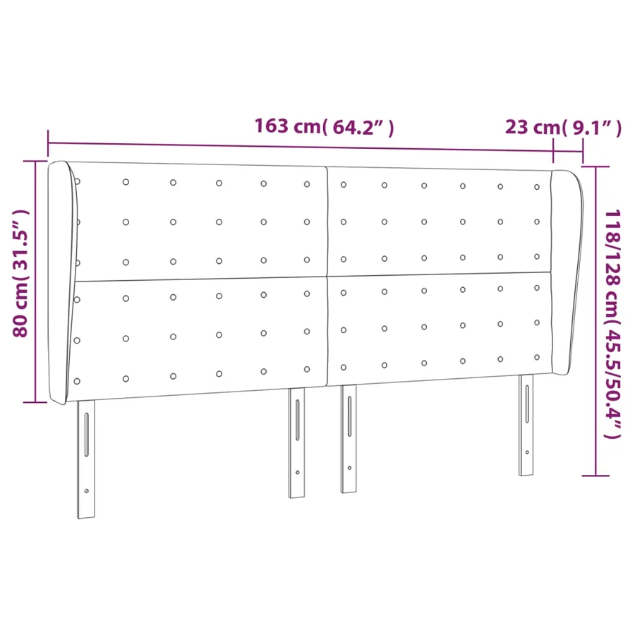 Tête de lit avec oreilles Gris foncé 163x23x118/128 cm Tissu - 9