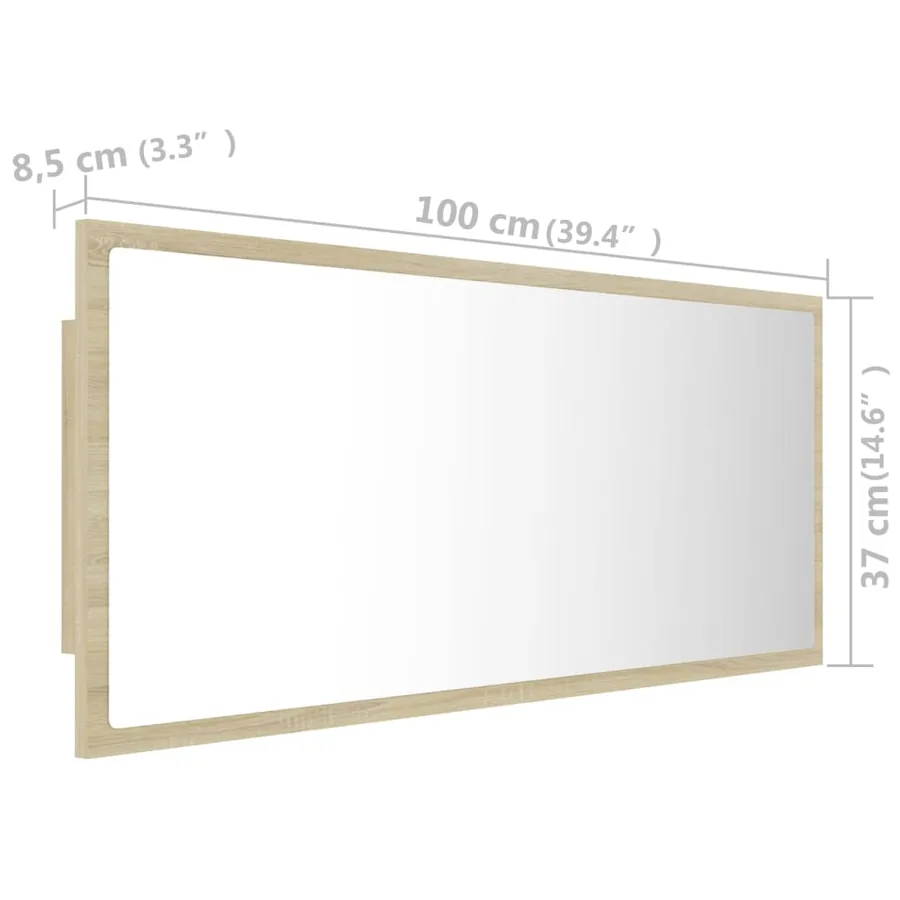 Miroir LED de salle de bain Chêne sonoma 100x8,5x37cm Acrylique - 12