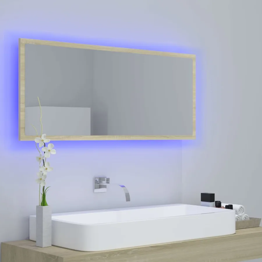 Miroir LED de salle de bain Chêne sonoma 100x8,5x37cm Acrylique - 3