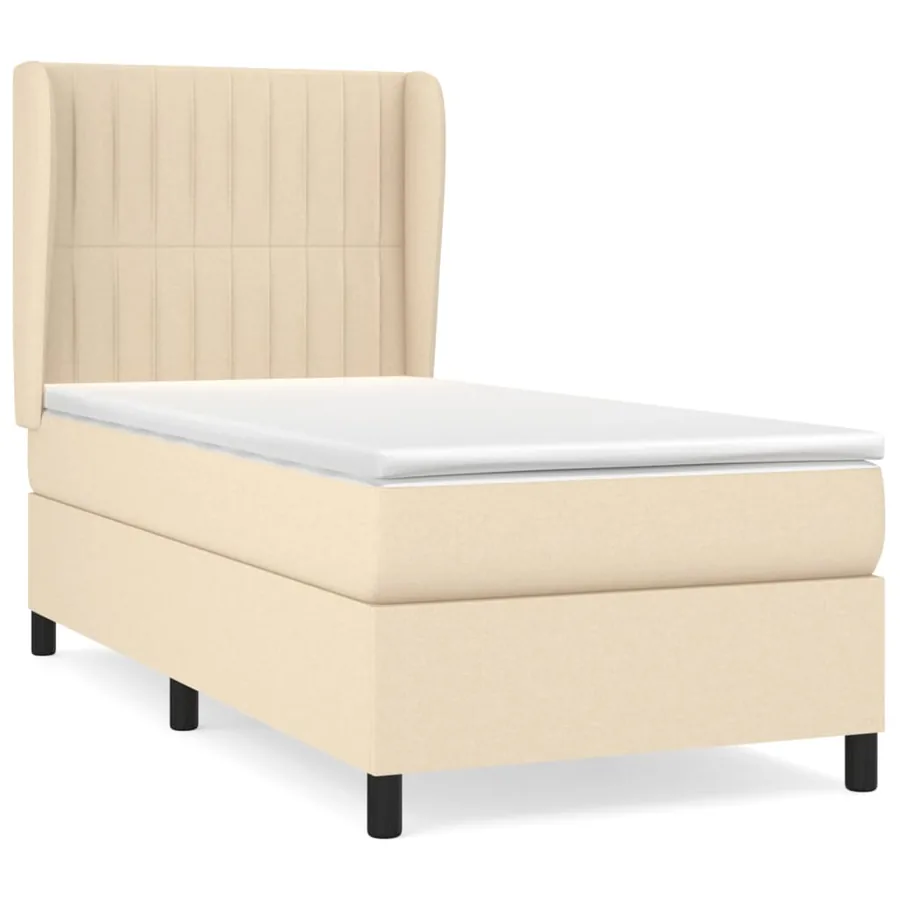 Sommier à lattes de lit avec matelas Crème 90x200 cm Tissu - 2