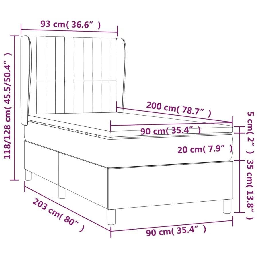 Sommier à lattes de lit avec matelas Crème 90x200 cm Tissu - 7
