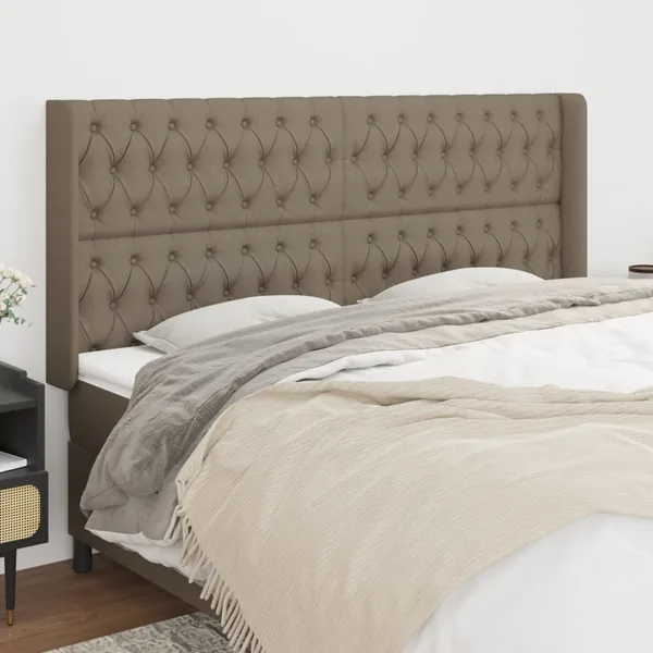 Tête de lit avec oreilles Taupe 203x16x118/128 cm Tissu