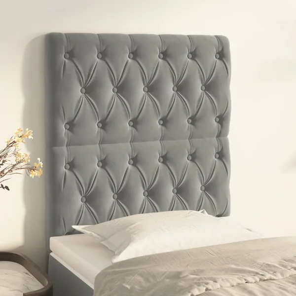 Tête de lit Gris clair 80x7x118/128 cm Velours