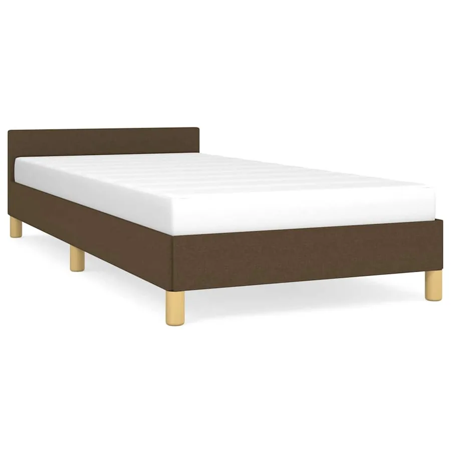 Cadre de lit sans matelas marron foncé 90x200 cm tissu - 2