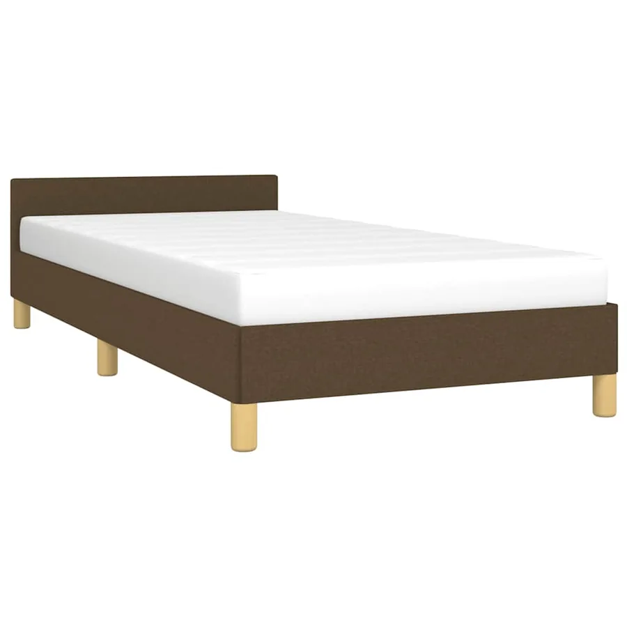Cadre de lit sans matelas marron foncé 90x200 cm tissu - 3