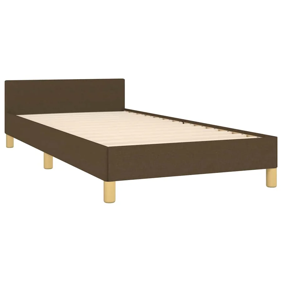 Cadre de lit sans matelas marron foncé 90x200 cm tissu - 4