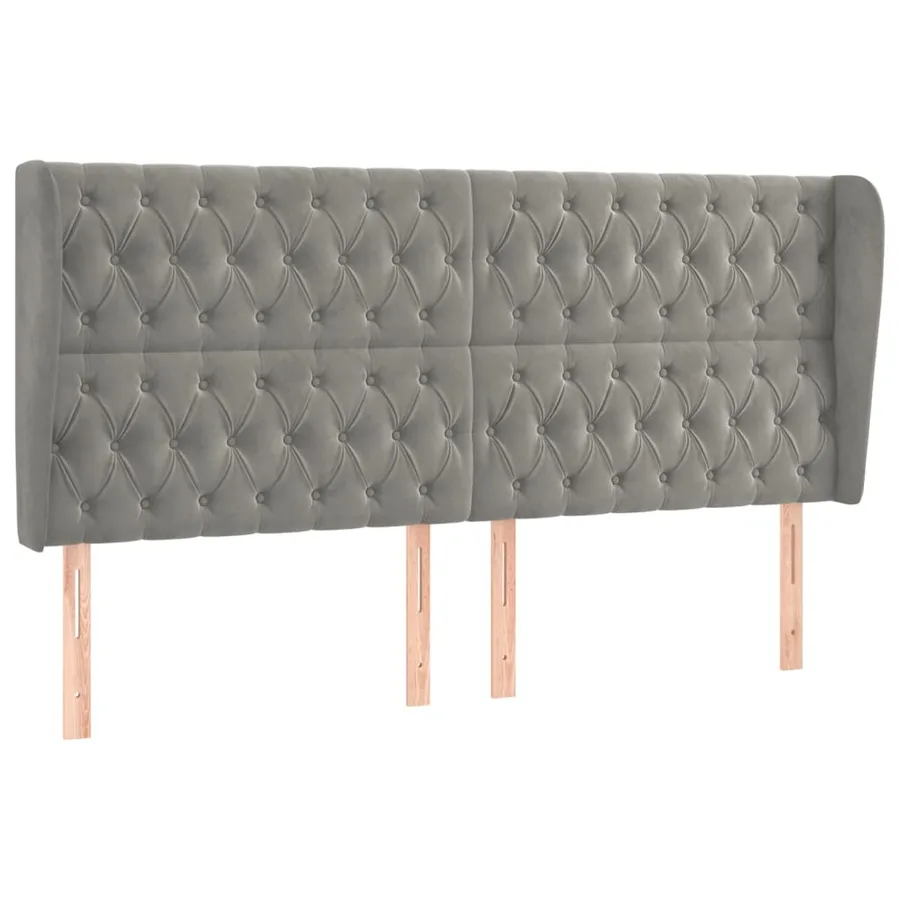 Tête de lit avec oreilles Gris clair 203x23x118/128 cm Velours - 2