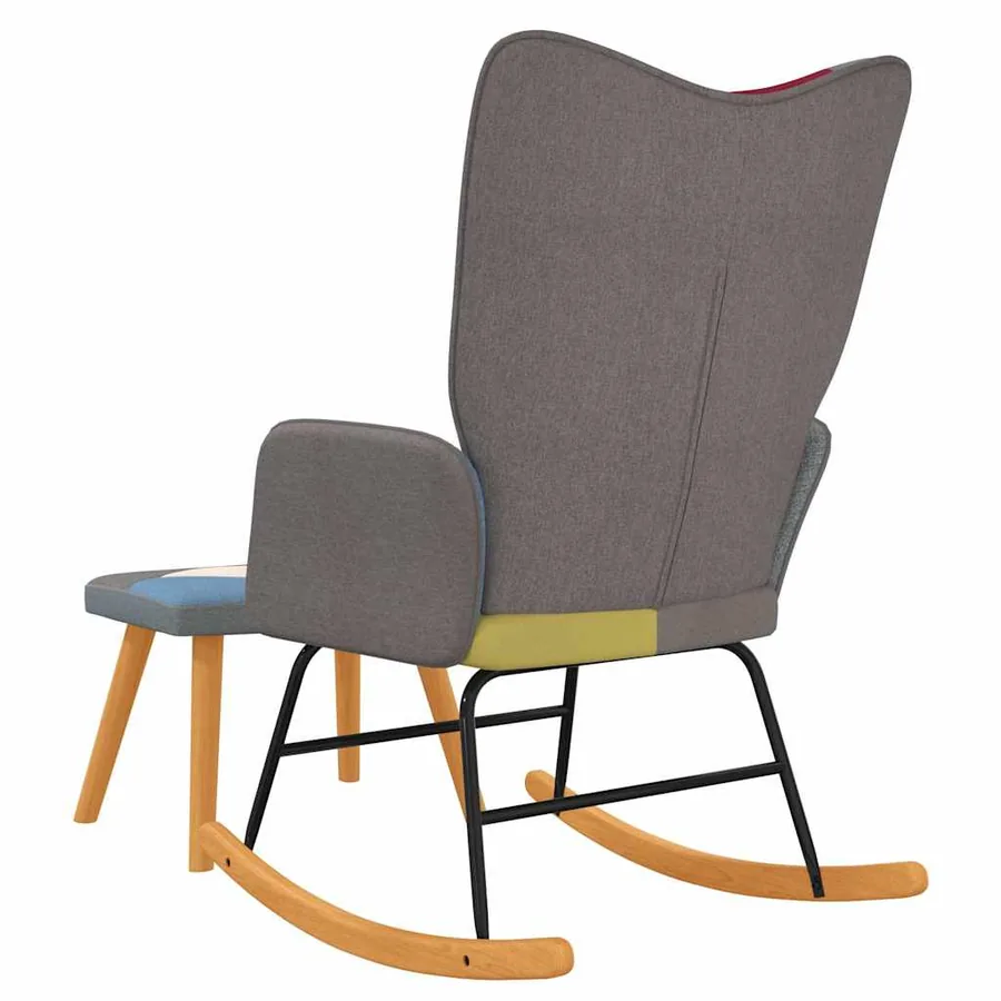 Chaise à bascule avec tabouret Patchwork Tissu - 5