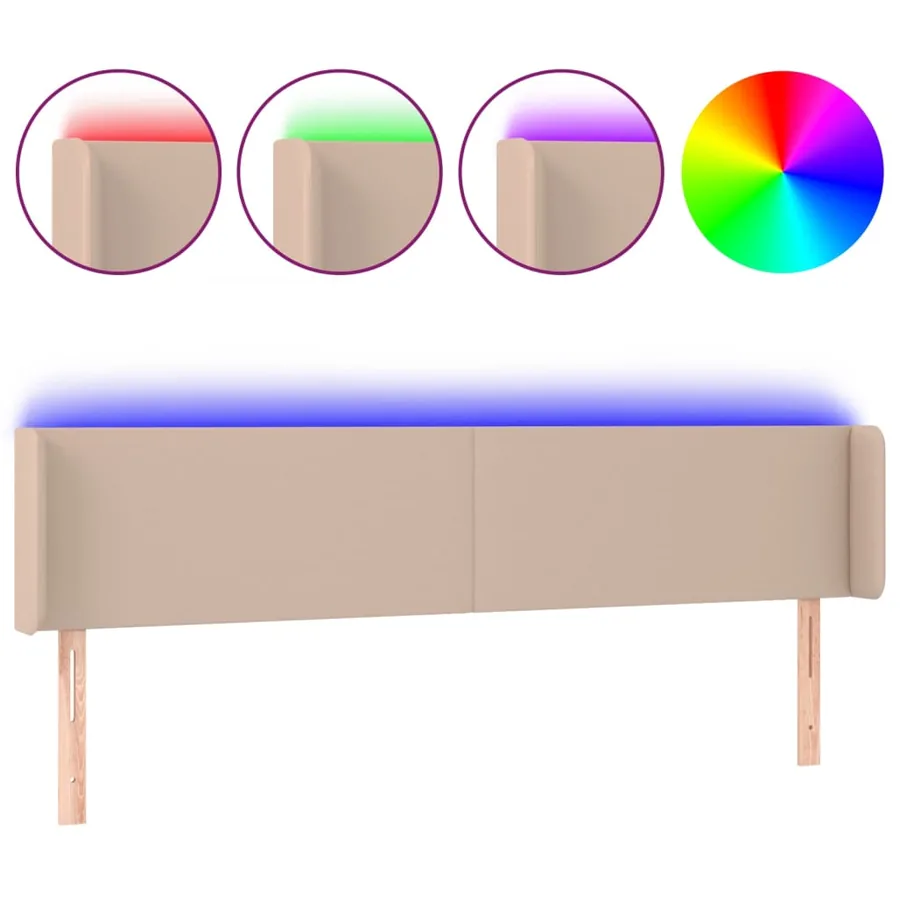 Tête de lit à LED Cappuccino 203x16x78/88 cm Similicuir - 2