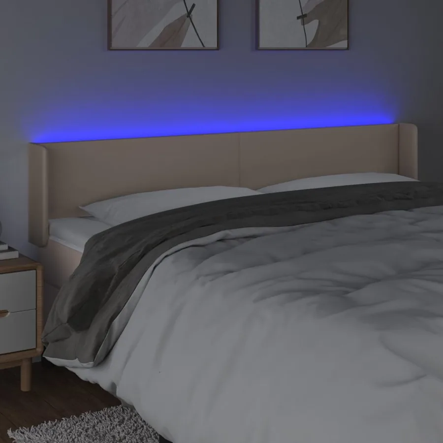 Tête de lit à LED Cappuccino 203x16x78/88 cm Similicuir - 4