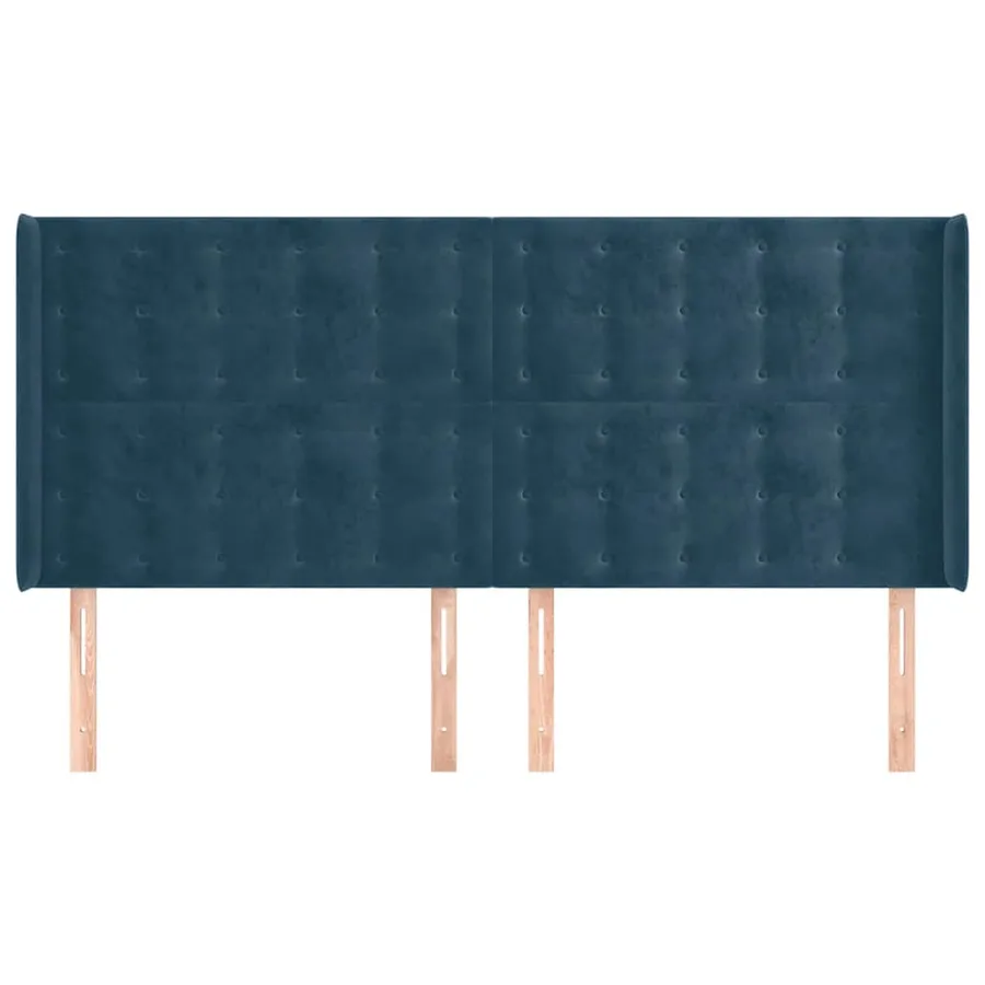 Tête de lit avec oreilles Bleu foncé 183x16x118/128 cm Velours - 3