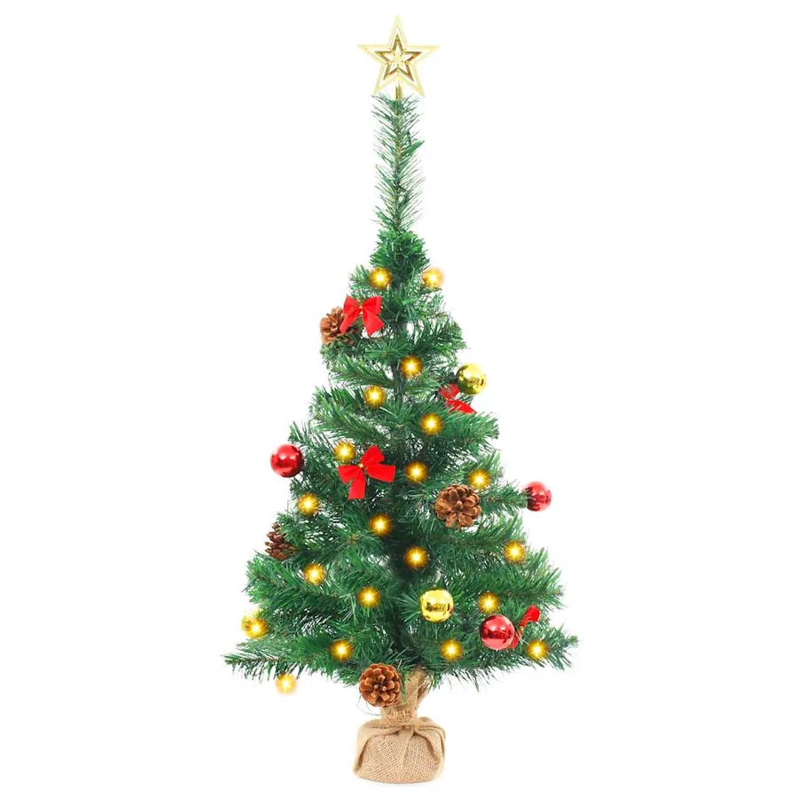 Arbre de Noël artificiel pré-éclairé avec boules vert 64 cm - 3