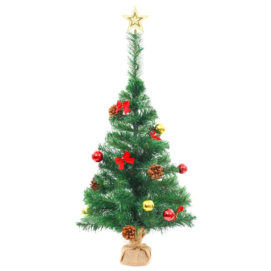 Arbre de Noël artificiel pré-éclairé avec boules vert 64 cm - 4