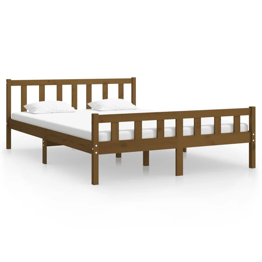 Cadre de lit sans matelas marron miel bois massif 120x200 cm - 2