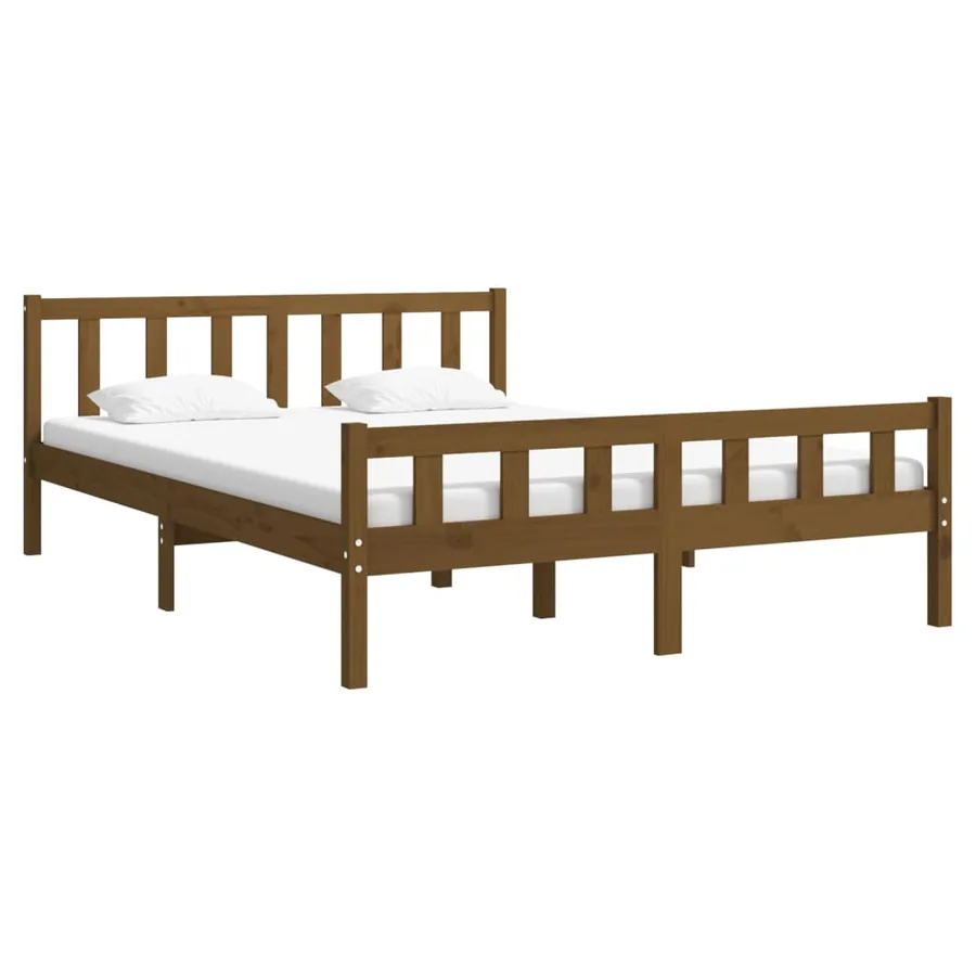 Cadre de lit sans matelas marron miel bois massif 120x200 cm - 3