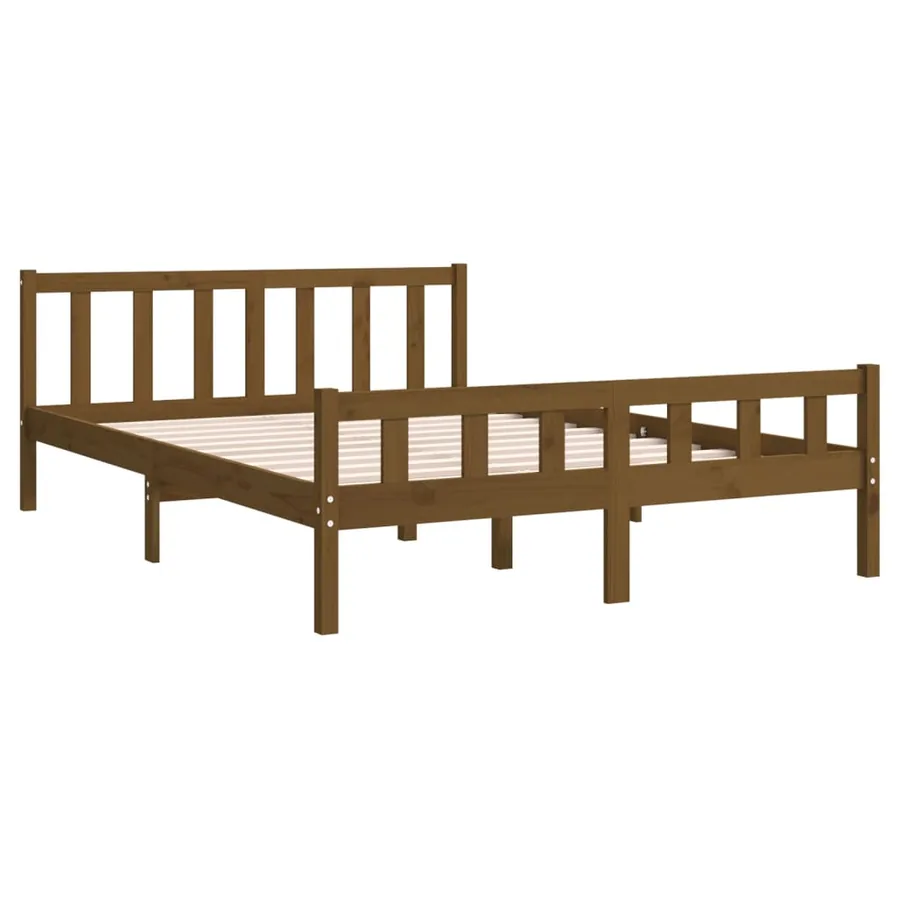 Cadre de lit sans matelas marron miel bois massif 120x200 cm - 4