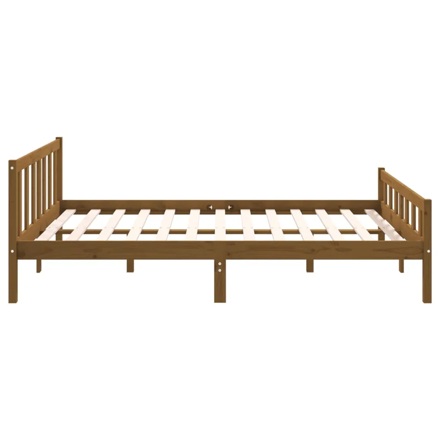 Cadre de lit sans matelas marron miel bois massif 120x200 cm - 6
