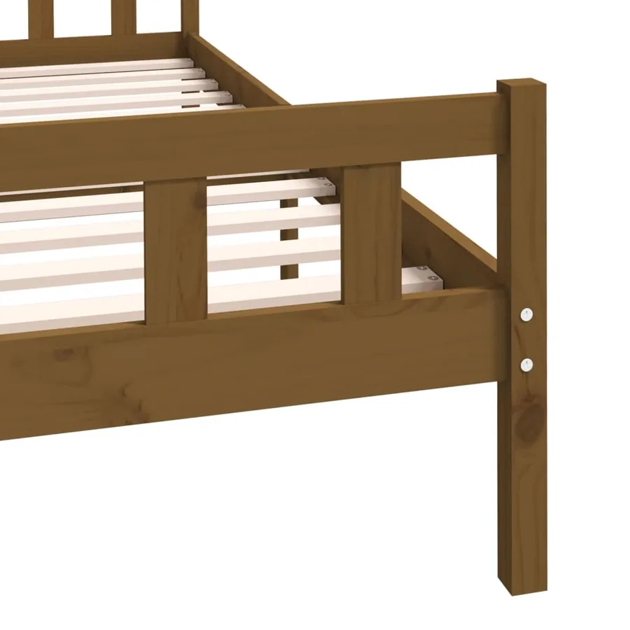 Cadre de lit sans matelas marron miel bois massif 120x200 cm - 7