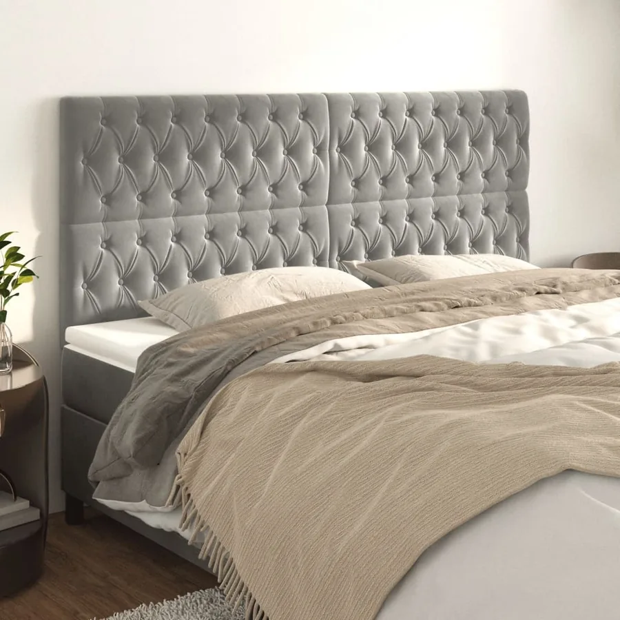 Tête de lit Gris clair 180x7x118/128 cm Velours