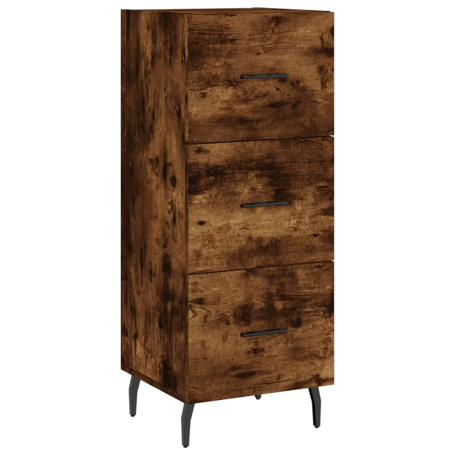 Buffet haut Chêne fumé 34,5x34x180 cm Bois d'ingénierie - 4