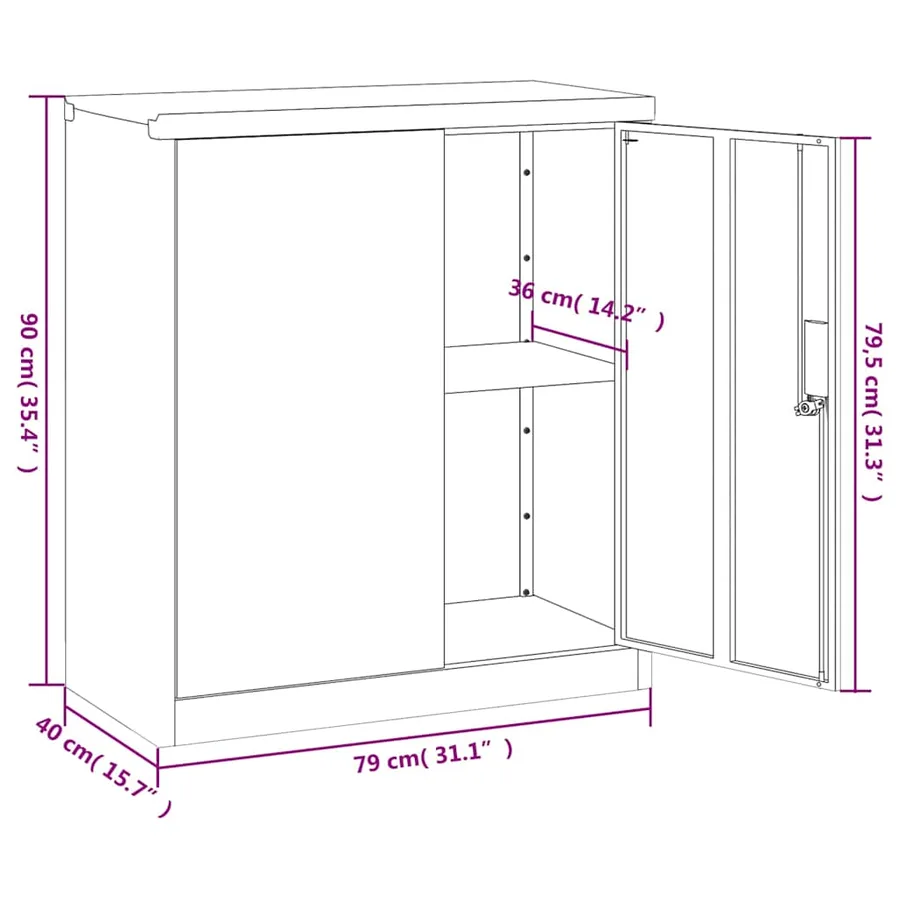 Classeur blanc 79x40x90 cm acier - 9
