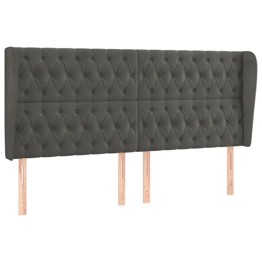 Tête de lit avec oreilles Gris foncé 183x23x118/128 cm Velours - 2