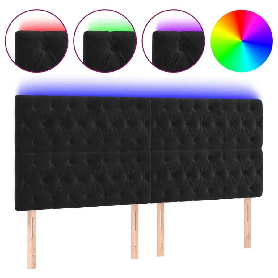 Tête de lit à LED Noir 180x7x118/128 cm Velours - 2