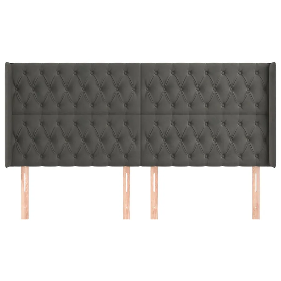 Tête de lit avec oreilles Gris foncé 183x16x118/128 cm Velours - 3