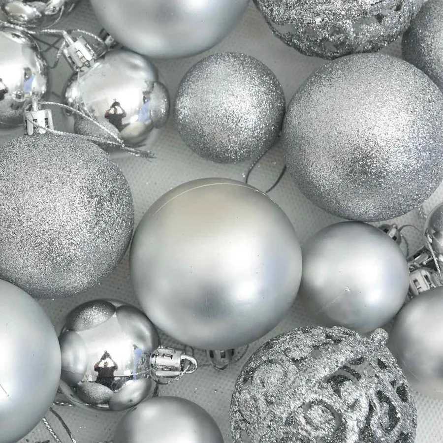 Ensemble de boules de Noël 111 pièces argenté polystyrène - 10