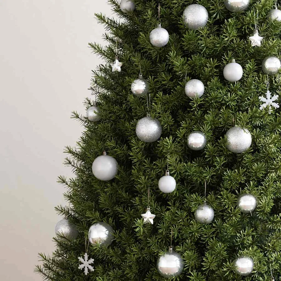 Ensemble de boules de Noël 111 pièces argenté polystyrène - 3
