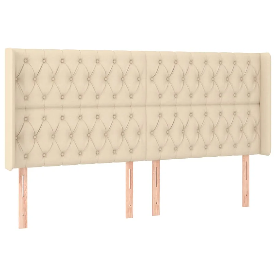Tête de lit avec oreilles Crème 183x16x118/128 cm Tissu - 2