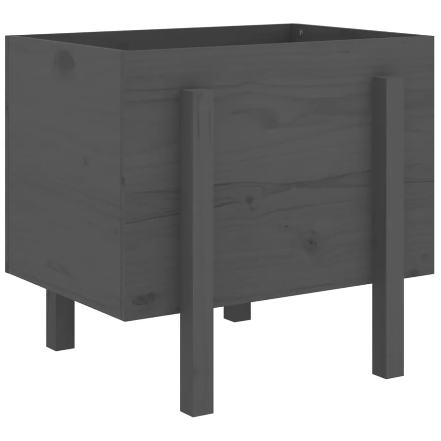 Jardinière gris 62x50x57 cm bois massif de pin - 6