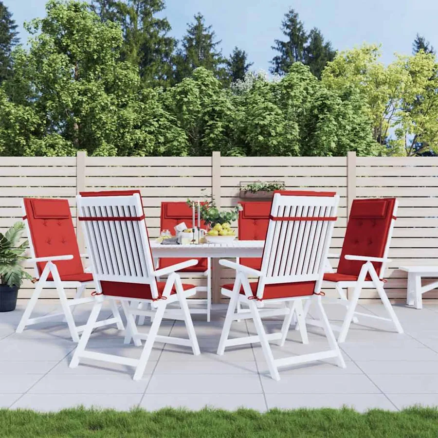 Coussins de chaise à dossier haut lot de 6 rouge tissu oxford