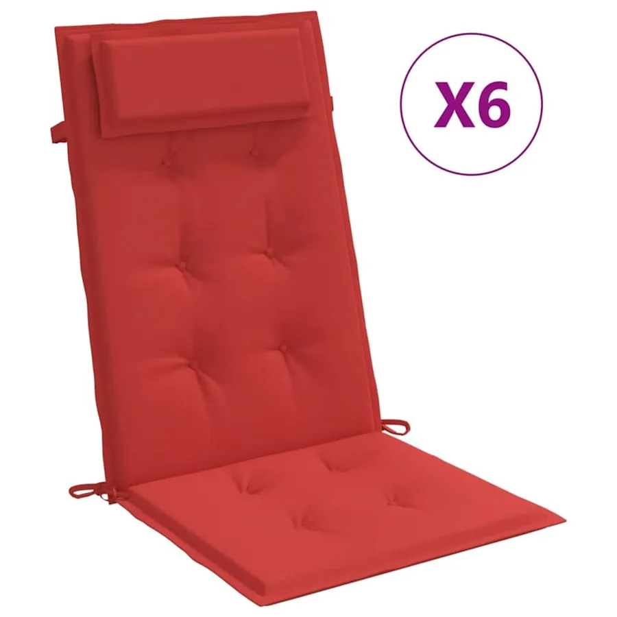 Coussins de chaise à dossier haut lot de 6 rouge tissu oxford - 2