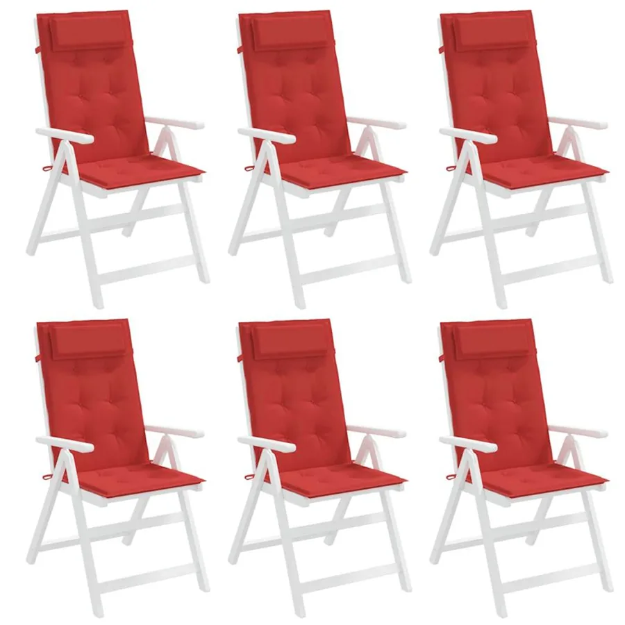 Coussins de chaise à dossier haut lot de 6 rouge tissu oxford - 4