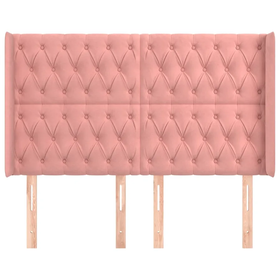 Tête de lit avec oreilles Rose 163x16x118/128 cm Velours - 3