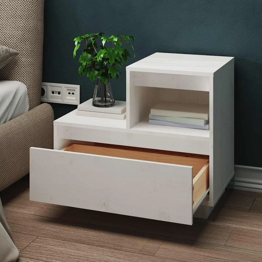 Tables de chevet 2 pcs Blanc 60x34x51 cm Bois de pin solide - 11