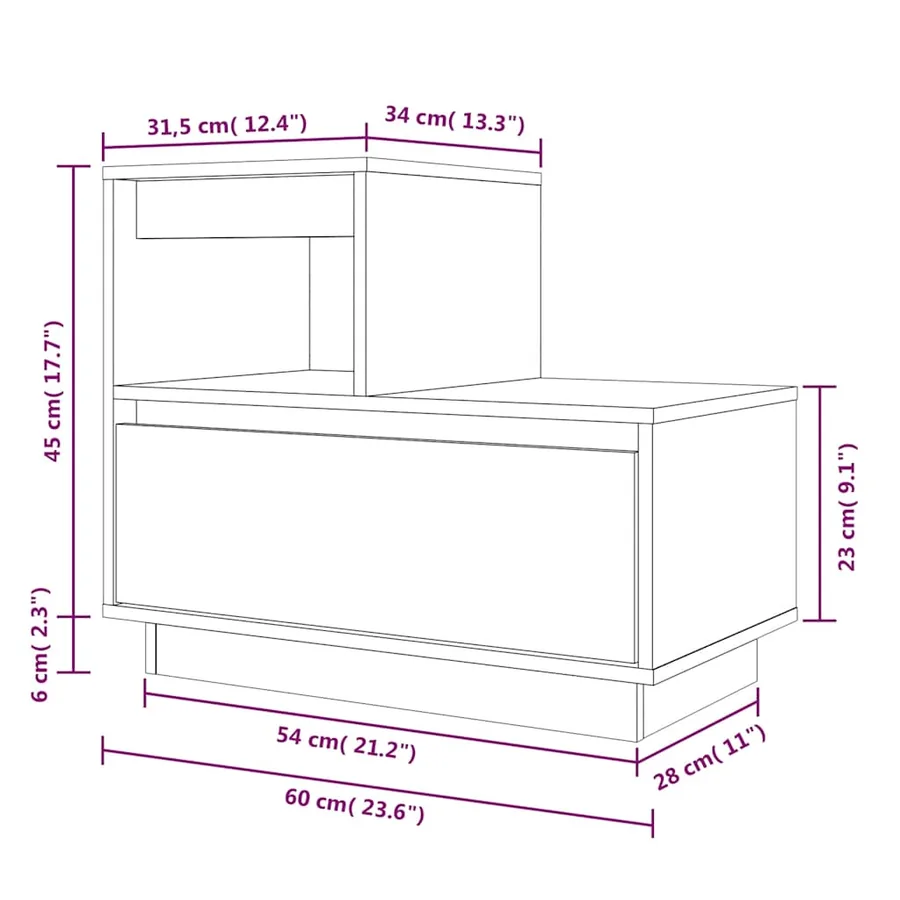 Tables de chevet 2 pcs Blanc 60x34x51 cm Bois de pin solide - 12