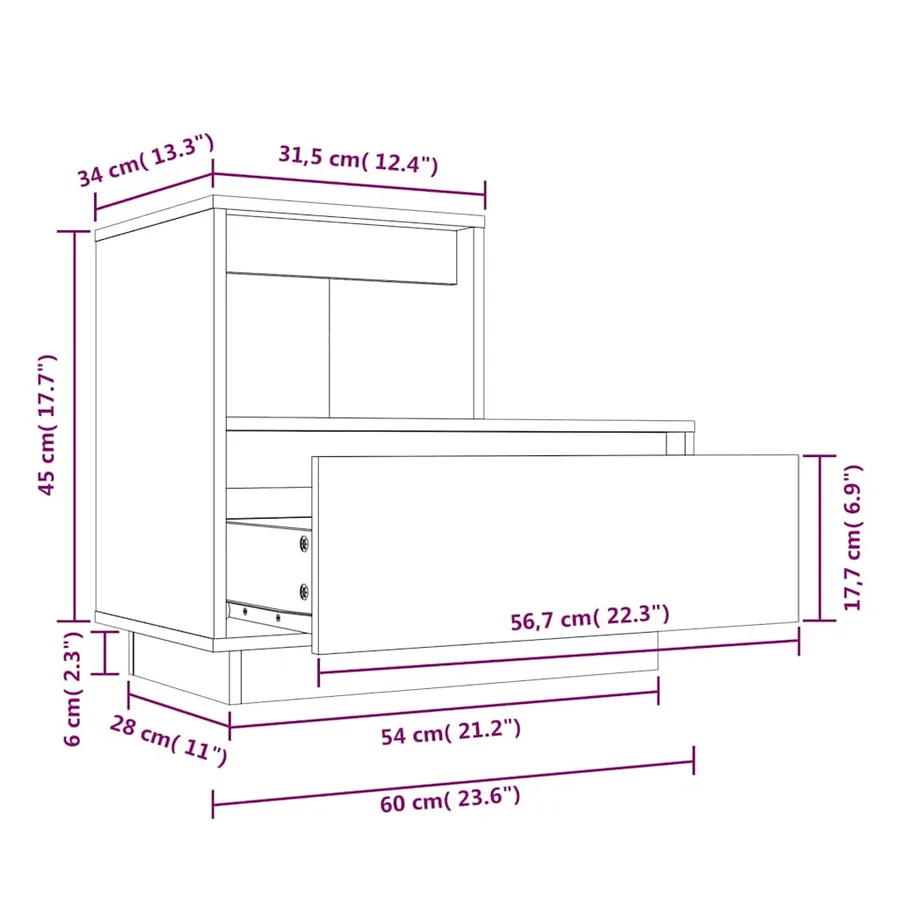 Tables de chevet 2 pcs Blanc 60x34x51 cm Bois de pin solide - 14