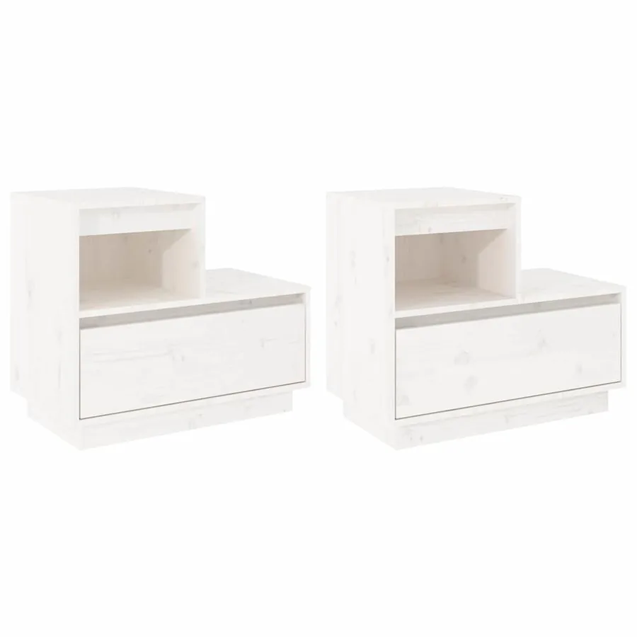 Tables de chevet 2 pcs Blanc 60x34x51 cm Bois de pin solide - 2