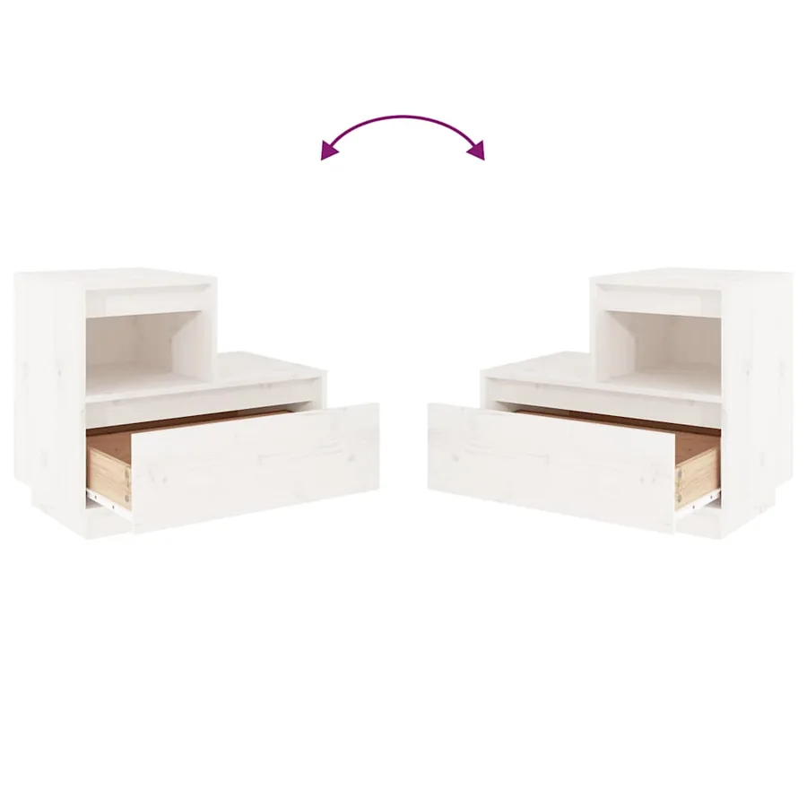 Tables de chevet 2 pcs Blanc 60x34x51 cm Bois de pin solide - 6