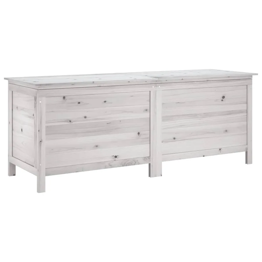Boîte de rangement jardin blanc 150x50x56,5cm bois massif sapin - 2