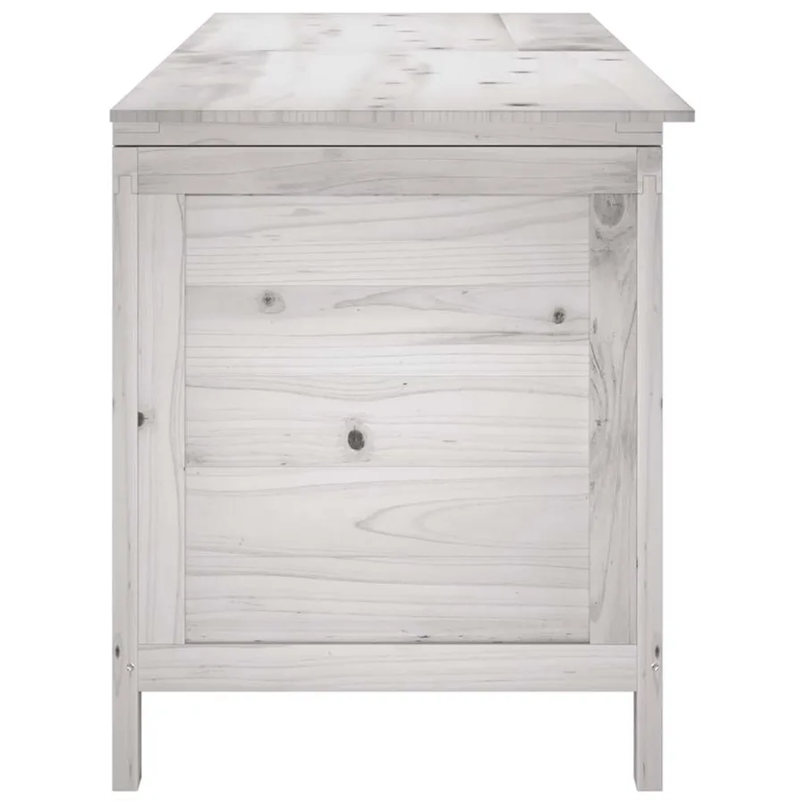 Boîte de rangement jardin blanc 150x50x56,5cm bois massif sapin - 5