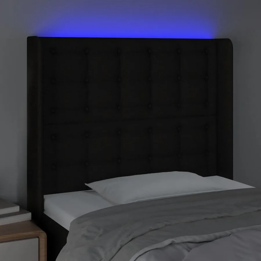 Tête de lit à LED Noir 83x16x118/128 cm Tissu - 4
