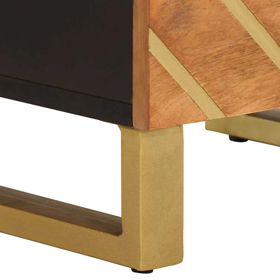 Tables de chevet 2 pcs marron et noir bois de manguier solide - 10