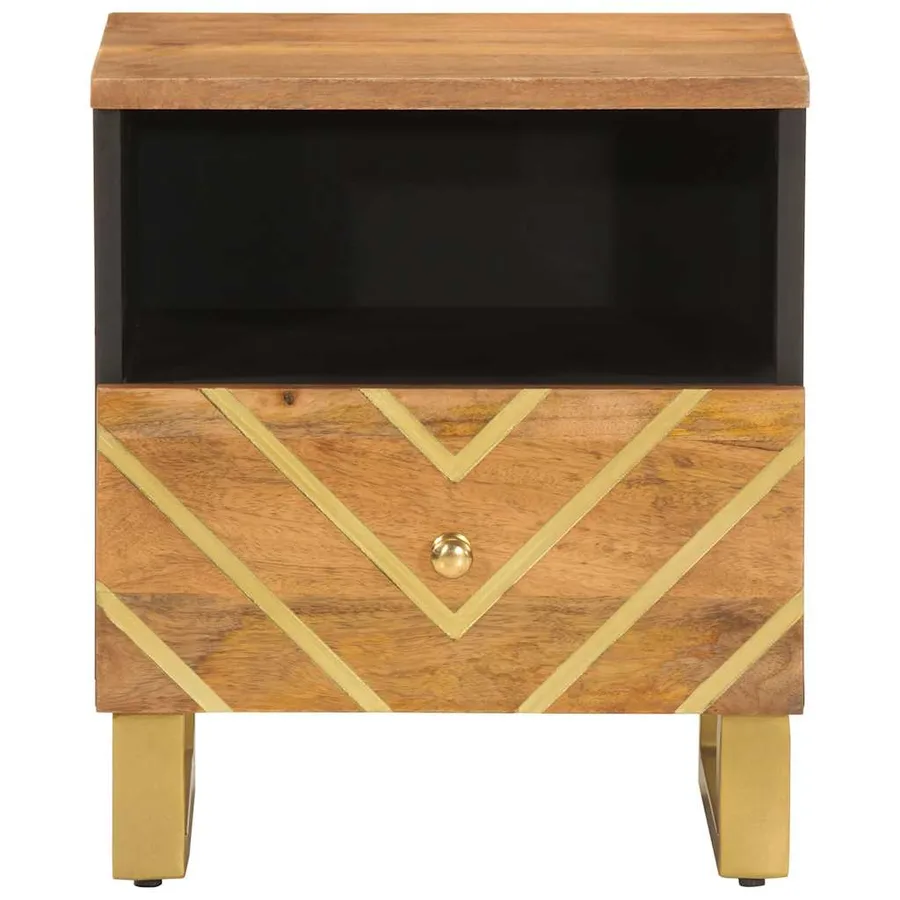 Tables de chevet 2 pcs marron et noir bois de manguier solide - 4